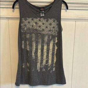 Harley-Davidson Charcoal Tank Top with Flag Design Medium